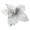 Ver imagem 1 de Kit 6 Flor de Natal Prata Artificial com Brilho 19cm