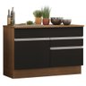 Balcão de Pia Armário de Cozinha 120 cm 1 Porta e 2 Gavetas (Com Tampo) Rustic/Preto Glamy Madesa - 1
