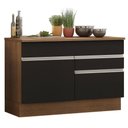 Ver imagem 1 de Balcão de Pia Armário de Cozinha 120 cm 1 Porta e 2 Gavetas (Com Tampo) Rustic/Preto Glamy Madesa