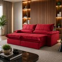 Ver imagem 1 de Sofá Genova Retrátil e Reclinável 240cm - Vermelho