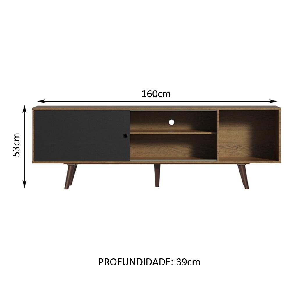 Rack Madesa Dubai para Tv até 65 Polegadas com Pés - Rustic/preto/rustic - 4