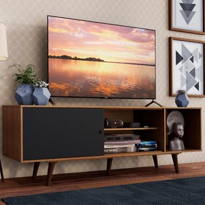 Rack Madesa Dubai para Tv até 65 Polegadas com Pés - Rustic/preto/rustic