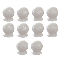 Kit com 10 Puxadores para Gaveta Cômoda Armário Guarda Roupa Formato de Bolinha Plástico Cor:branco - 1