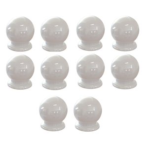 Kit com 10 Puxadores para Gaveta Cômoda Armário Guarda Roupa Formato de Bolinha Plástico Cor:branco