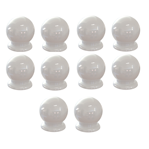 Kit com 10 Puxadores para Gaveta Cômoda Armário Guarda Roupa Formato de Bolinha Plástico Cor:branco