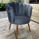 Ver imagem 4 de Poltrona Pétala em Sued Premium Cinza Sua Casa Decorações Pés Madeira Claro