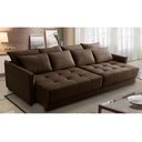 Ver imagem 1 de Sofá Cama Retrátil e Reclinável 2,50m com Molas Carol Veludo Marrom Adonai Estofados