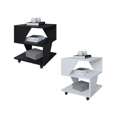 Kit com 2 Mesa de Cabeceira Spin para Quarto Casal Poquema