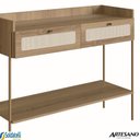 Ver imagem 6 de Aparador Oslo 2 Gavetas Palhinha Base Metal Dourada Mdp Hanover - Artesano