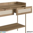 Ver imagem 7 de Aparador Oslo 2 Gavetas Palhinha Base Metal Dourada Mdp Hanover - Artesano