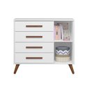 Ver imagem 2 de Comoda Infantil Sapateira 1 Porta 4 Gavetas Q Encanto Retro Branco - Qmovi