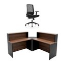 Ver imagem 2 de Balcão de Atendimento em L 120x60cm para Loja e Recepção + Cadeira Ergonômica Netflex Reclinável