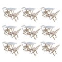 Ver imagem 1 de Kit 9 Jogos de Mesa Dobravel com 2 Cadeiras de Madeira 70x70 para Restaurante e Bar - sem Pintura