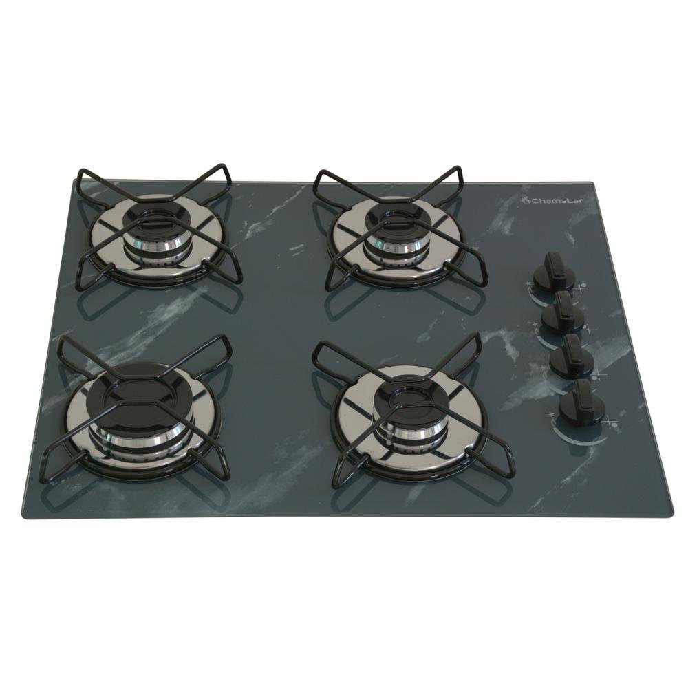 Cooktop 4bocas Ultra Chama 127/220v Marmo Cinza