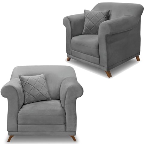 Kit 2 Poltronas Decorativas Retro Polo Veludo 2938 Ezz