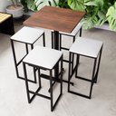 Ver imagem 1 de Conjunto Mesa Alta Bar Bistrô Quadrada Imbuia 4 Bancos Estofado Don Castro Decor