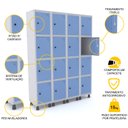 Ver imagem 3 de ROUPEIRO DE AÇO 4M 16 PORTAS PITÃO PANDIN - CINZA/AZUL DALÍ