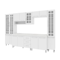 Cozinha Completa Predilleta Clara Modulada 6 Pecas 295 Cm 15 Portas 3 Gavetas com Tampo Branco - 2