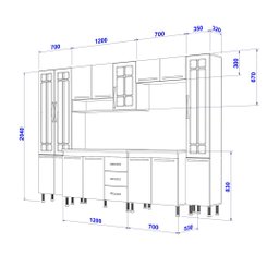 Cozinha Completa Predilleta Clara Modulada 6 Pecas 295 Cm 15 Portas 3 Gavetas com Tampo Branco - 4