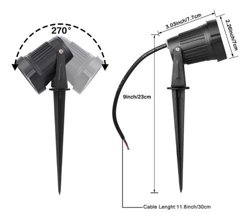 Luminária Espeto Jardim com Lâmpada Cob Led 5/7w Luz Verde:7w - 9