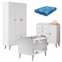 Ver imagem 1 de Quarto de Bebê Duda com Berço Americano Ludmila Branco Acetinado Bétula e Colchão Ortobom - Carolina