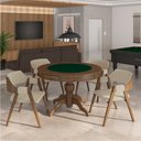 Ver imagem 1 de Conjunto Mesa de Jogos Carteado Bellagio Tampo Reversível Verde e 4 Cadeiras Madeira Poker Base Estr