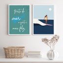 Ver imagem 2 de Kit 2 Quadros Surf Perto do Mar a Gente É Mais Feliz 24x18cm:madeira Branca