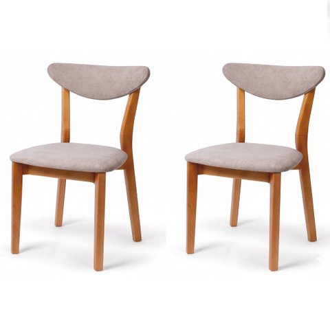 Kit 2 Cadeiras Madeira Maciça Floripa Estofada Premium Ergonomica Confortável Mel Boucle Bege