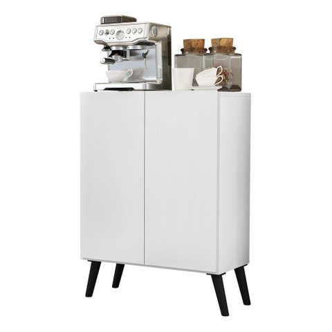 Aparador Buffet 2 Portas Retrô Veneza Multimóveis V3609 Branco/Preto Branco/Preto