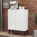 Ver imagem 7 de Aparador Buffet 2 Portas Retrô Veneza Multimóveis V3609 Branco/Preto Branco/Preto