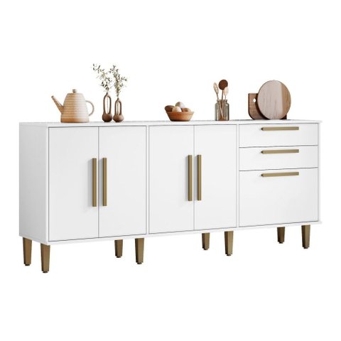 Balcão Lorena 5 Portas e 2 Gavetas:branco