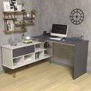 Ver imagem 2 de Mesa para Escritório Escrivaninha em L Home Office Kalil A02 Branco Grafito - Lyam Decor