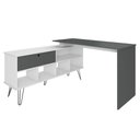 Ver imagem 1 de Mesa para Escritório Escrivaninha em L Home Office Kalil A02 Branco Grafito - Lyam Decor