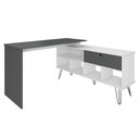 Ver imagem 3 de Mesa para Escritório Escrivaninha em L Home Office Kalil A02 Branco Grafito - Lyam Decor