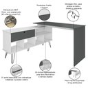 Ver imagem 4 de Mesa para Escritório Escrivaninha em L Home Office Kalil A02 Branco Grafito - Lyam Decor