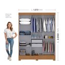 Ver imagem 3 de Guarda-Roupa Casal com Espelho 3 Portas 2 Gavetas Atenas Yescasa Bege/Cinamomo/Off White