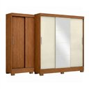 Ver imagem 5 de Guarda-Roupa Casal com Espelho 3 Portas 2 Gavetas Atenas Yescasa Bege/Cinamomo/Off White