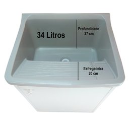 Balcão 1 Porta para Lavanderia 53cm + Tanque 34 Litros Astra Cor: Tanque Cinza - 4
