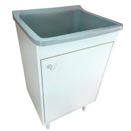 Balcão 1 Porta para Lavanderia 53cm + Tanque 34 Litros Astra Cor: Tanque Cinza - 1