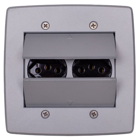 Caixa de Tomada Piso Embutir Espelho 4x4 2 Tomadas Cinza