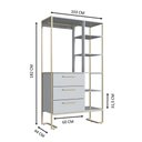 Ver imagem 3 de Closet Roupeiro para Quarto 182x103x44 com 3 Gavetas Cabideiro e 5 Prateleiras Estilo Industrial Cor