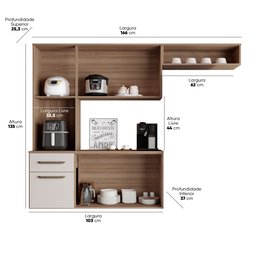 Kit Completo de Armário Aéreo Clean 6p Cozinha P Apartamento:nature Off White - 5