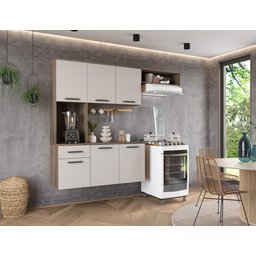 Kit Completo de Armário Aéreo Clean 6p Cozinha P Apartamento:nature Off White - 2