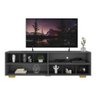 Rack Tv 75" Com Nichos E Pés Jazz Multimóveis V1023 Grafite/Preto/Natural Grafite/Preto/Natural - 3