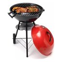 Ver imagem 5 de Churrasqueira Móvel Portátil com Rodas 44cm Grande Carvão:vermelho