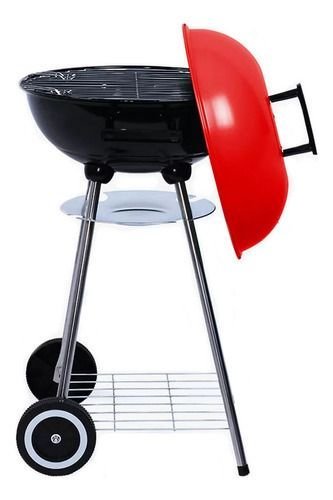 Churrasqueira Móvel Portátil com Rodas 44cm Grande Carvão:vermelho
