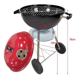 Churrasqueira Móvel Portátil com Rodas 44cm Grande Carvão:vermelho - 16