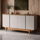 Ver imagem 4 de Aparador Buffet para Sala de Jantar 4 Portas 160cm Pés Retrô Albion N01 Cinamomo Off White - Lyam