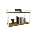 Ver imagem 2 de Nicho Industrial 2 Prateleiras Maldivas Ferro Branco Tampo Canela 80cm