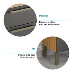 Paneleiro Duplo para Cozinha com 4 Portas 100% Mdf Napoli Prime Rio Doce Amendoa/chumbo - 5